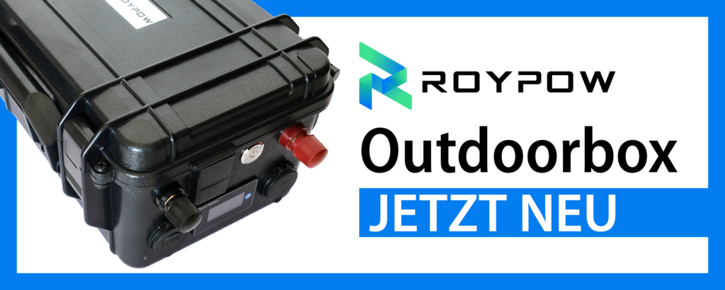 RoyPow Outdoorbox 12V 100Ah LiFePO4 — IP65 Lithium-Batterie für offene Boote