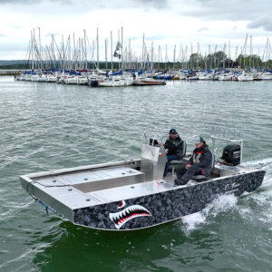 C-Fusion Aluminium-Flachbodenboot in Fahrt