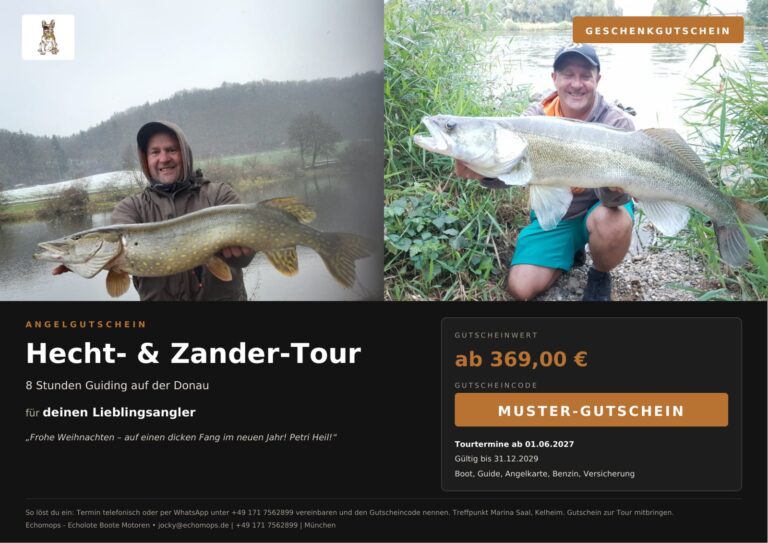 Angelgutschein Hecht- & Zander-Tour – Guiding auf der Donau bei Kelheim